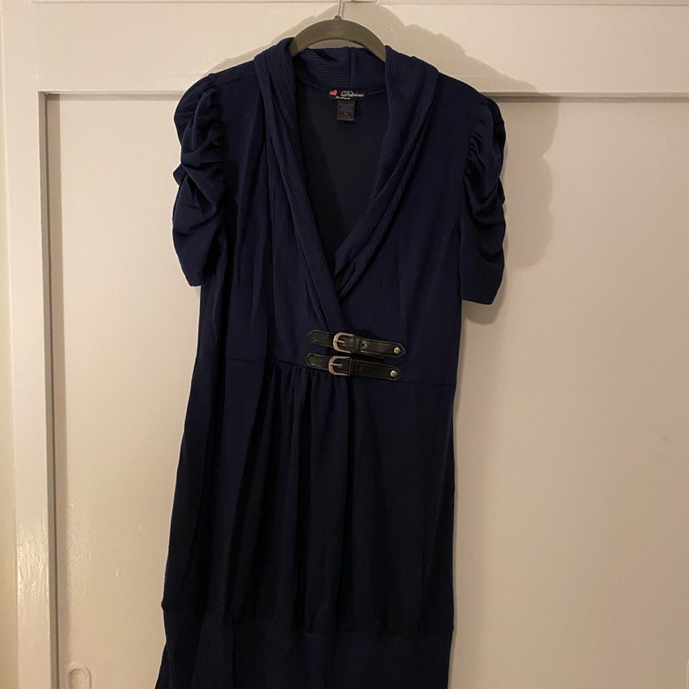 Blue sweater dress